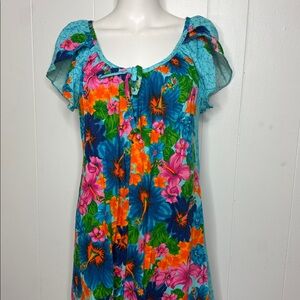 Pomare Hawaii vintage dress floral bright size L
